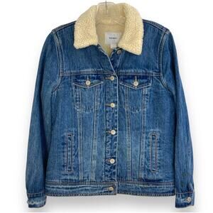 Old Navy Denim Jacket Sherpa Lined Women S Trucker Western Grunge Layers Outdoor